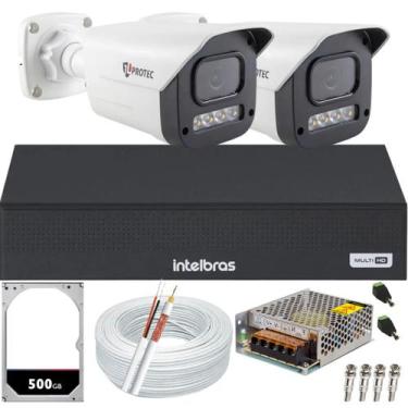 Imagem de Kit 2 Câmeras 1080p Full Color C/Áudio Dvr Intelbras 4ch 500GB