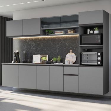 Imagem de Armário De Cozinha Completa Suspenso 300cm Cinza