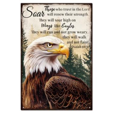 Imagem de GLOBLELAND Placa de metal Majestic Eagle, 30,5 x 20,32 cm, retrô, inspiradora e edificante, citações motivacionais, placas de estanho, cartaz para escritório, sala de estar, garagem, varanda