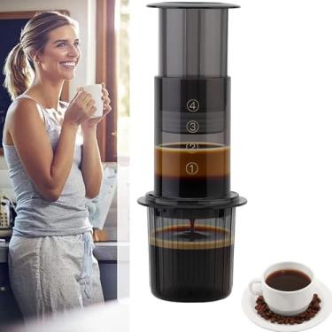 Imagem de Cafeteira portátil para acampamento e viagens, cafeteira Aeropress, máquina de café expresso manual – Método de preparação 3 em 1 combina prensa francesa, expresso, café encorpado sem grão