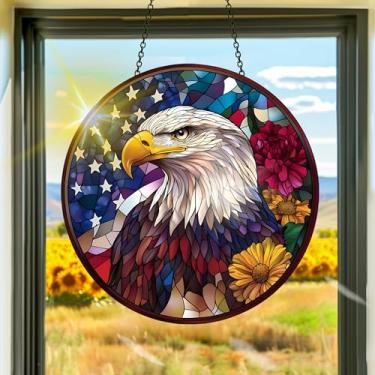 Imagem de Apanhador solar de acrílico colorido, decoração de janela suspensa de águia, arco-íris, para sala de estar, quarto, varanda, interior e exterior, jardim, enfeites de Natal, 19 x 19 cm