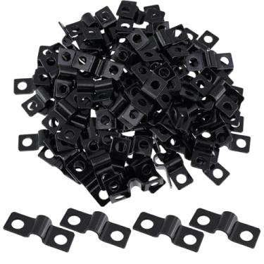 Imagem de Pastlla Braçadeira de tubo em forma de U, grampos de suporte U de 0,2 polegadas (5 mm), clipes de laço de prateleira de arame, conector resistente para cabos de conduíte, (preto, adequado para 5 mm)