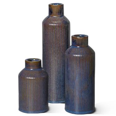 Imagem de Conjunto de vasos de cerâmica para 3, azul