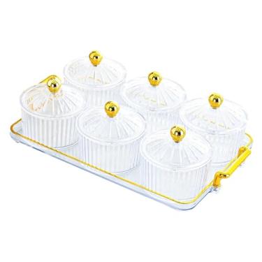 Imagem de YWJLQH Bandeja para servir lanches de frutas secas, pote decorativo para armazenamento de cozinha, recipiente para armazenamento de alimentos, bandeja, 6 Grades
