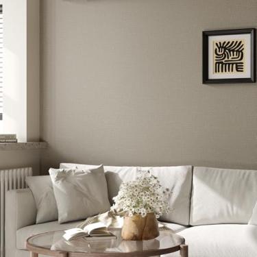 Imagem de VaryPaper Papel de Parede bege marrom tecido de grama descascar e colar, à prova d'água e removível, 800 m² por rolo