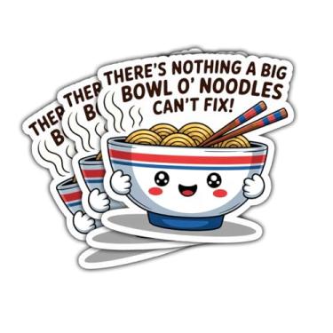 Imagem de Adesivo de 3 peças There's Nothing a Big Bowl O' Noodles Can't Fix Cute Chefs Ramen Bowl of Noodles Gift Ramen Lovers Stickers Kitchen Asian Food Lover Cooking Car Decal for Laptop Water Bottle
