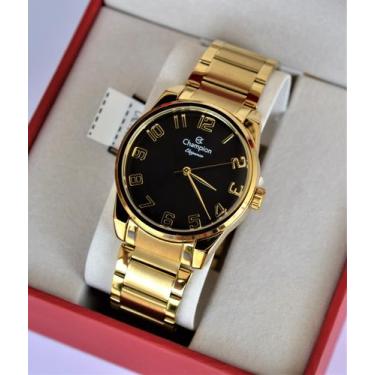 Imagem de Relogio champion dourado feminino visor preto grande numeros cn27652u