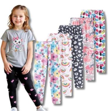Imagem de Kit Sortido de 5 Calças Leggings de Cotton para Meninas tamanho 01 ao 