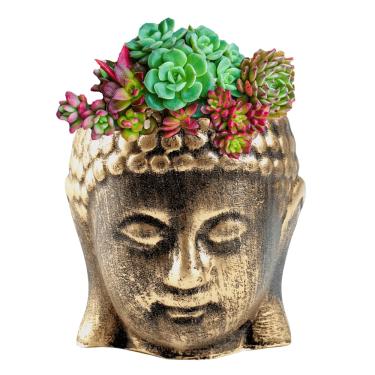 Imagem de Cachepot para plantas Buda cabeça vaso decorativo resina Pequeno