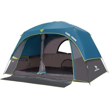Imagem de CAMEL CROWN Tendas de acampamento para 6 pessoas, barraca à prova de intempéries com bolsa de transporte e mosca de chuva, barraca de acampamento familiar para uso ao ar livre