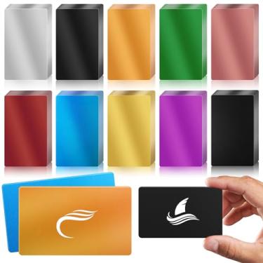 Imagem de weparmeety 100 peças de metal gravura em branco folha de alumínio colorido gravação a laser cartão de visita cartões de presente DIY multiuso 86 x 54 x 0,45 mm (10 cores)