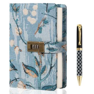 Imagem de TIEFOSSI Embroidered Diary with Lock, Lined Lock journal for Women Men, Aesthetic Journal with Pen, Hardcover Journal for Journaling Writing Planning, 100 GSM Thick Paper, 224 Numbered Pages