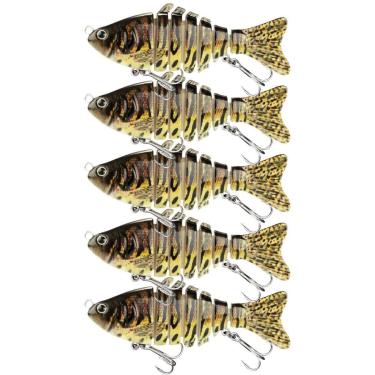 Imagem de Kit 5 Iscas Artificiais 6 Sessões Lambari Articulada Efeito Realista-Unissex