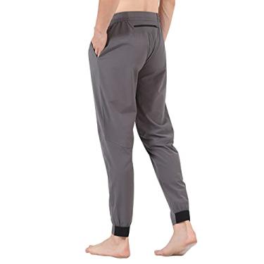 Imagem de Calças de Corrida Masculinas Elásticas Com Zíper Inferior Bolso Treino Calça de Moletom Casual