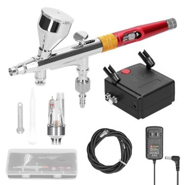Imagem de Kit de compressor de ar profissional multiuso, aerógrafo de 0.3mm, 20-35psi, caneta de aerógrafo, conjunto de bomba de ar para fazer modelos, pintura de arte diy