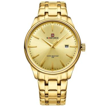 Imagem de Relógio De Quartzo Masculino Pulseira De Aço Inoxidável Resistente à água Dourado