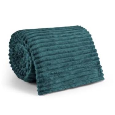Imagem de Manta de Veludo Microfibra Canelada para Cama de Casal 200x180 cm – Macia, Quentinha e Confortável (Verde Esmeralda)
