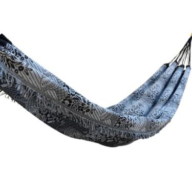 Imagem de Rede De Dormir Descanso Casal Indiana gigante para varanda, quarto, sala e jardim(Azul-claro)
