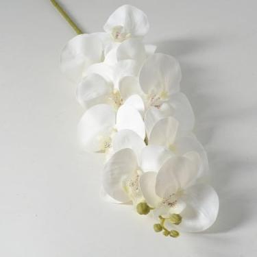 Imagem de Flores artificiais – Orquídea branca de seda, arranjos florais falsos para casa, banheiro, escritório, mesa, centro de mesa, prateleira, decoração de casamentos
