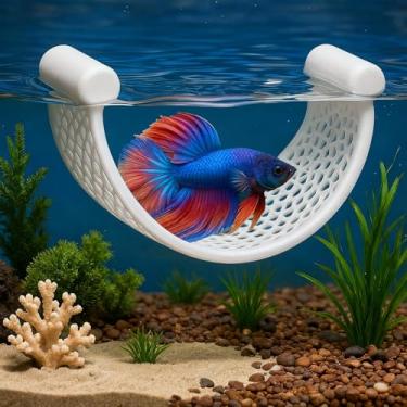 Imagem de LXUEJIE Rede branca para peixes Betta, plataforma flutuante de descanso de aquário para peixes pequenos, cama flutuante para peixes pequenos, rede Betta, acessórios de tanque para peixes de camarão