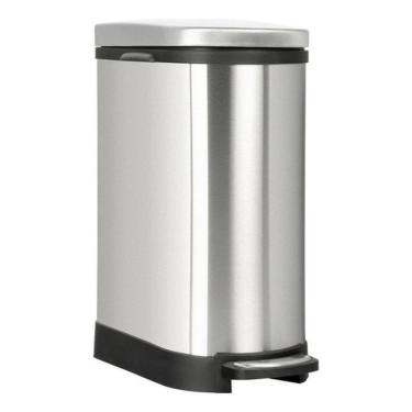 Imagem de Lixeira Cromada Retangular Estreita Com Pedal 10 Litros