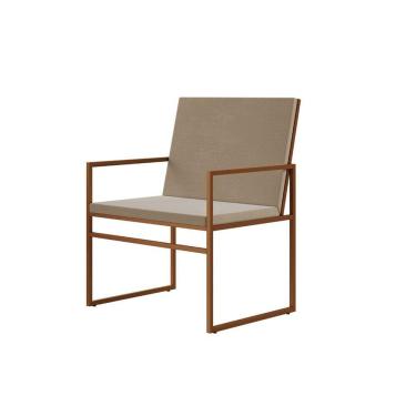 Imagem de Poltrona Industrial Estofada Isa Veludo Bege Base Cobre