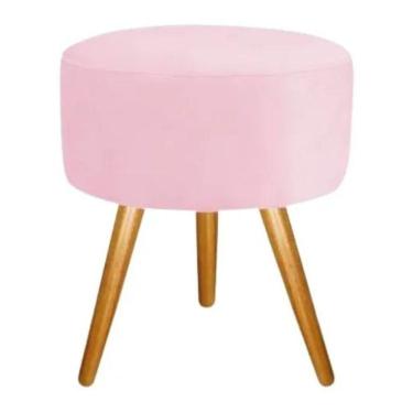 Imagem de Puff Banqueta Retro Redondo Suede Luxo Decora-rosa