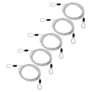 Imagem de PATIKIL Cabo de aço inoxidável revestido de vinil de 5/81.3 cm de diâmetro com laços, 5 peças de corda de fio flexível de 2,1 m (200,7 cm) Cadeado de corrente de segurança para iluminação de palco ao
