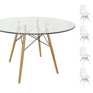 Imagem de Conjunto Mesa Eames 90cm + 4 Cadeiras Eames Branca