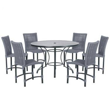 Imagem de Mesa Ascoli 120 Cm Com 6 Cadeiras Cannes De Alumínio Trama Prata