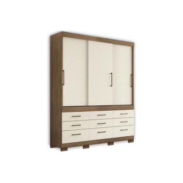 Imagem de Guarda Roupa 3 Portas De Correr E 9 Gavetas C- Pés Click 3.9 Jatobá-areia - Santos Andirá