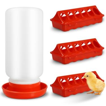 Imagem de Each Cool Kit de comedouro e bebedouro para pintinhos – Kit para iniciantes com alimentadores de 3 × 12 furos e 1 bebedouro – Suprimentos e acessórios essenciais para pintinhos de galinheiro