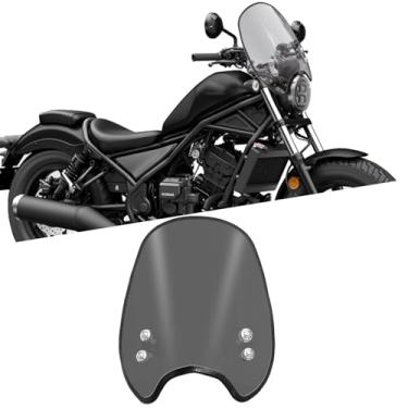 Imagem de KAGEFUNE Para Rebel 1100/DCT CM1100 Rebel 250 300 500 CMX1100 300 500 250 CM300 CM500 CM250 2023-2026 Para-brisa de motocicleta carenagem de ar defletor de vento, para-brisa de guidão (cinza moke
