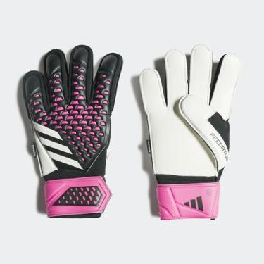 Imagem de adidas Luvas de goleiro unissex para adultos Match Fingersave Predator, preto/branco/Team Shock Pink, 10