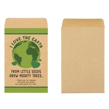 Imagem de AnyDesign Envelopes autoadesivos de sementes do Dia da Terra I Love The Earth Kraft para armazenamento de sementes para coleção de flores, plantas e hortaliças, 8 x 6 cm