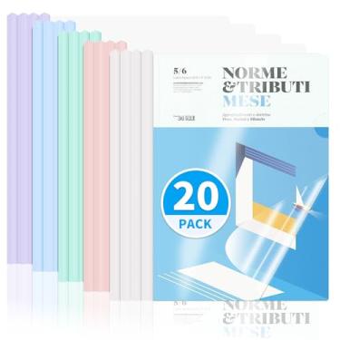 Imagem de WORPSON Pacote com 20, capas de relatório transparentes com barra deslizante para letras e folhas A4 – pastas de apresentação com capacidade para 70 folhas, capas de currículo e fichários de