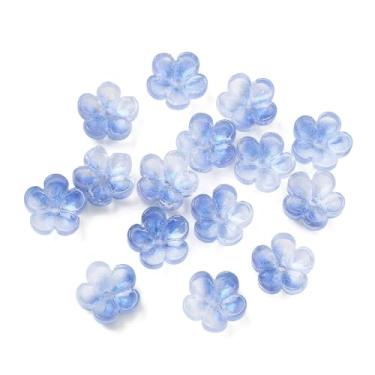 Imagem de 200 peças de tampas de contas de florete de vidro transparente azul royal 5 contas espaçadoras de flores de patal para encontrar para fazer joias faça você mesmo suprimentos de artesanato 10 x 10 x 5