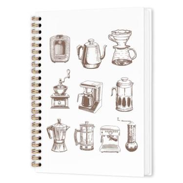 Imagem de nvucamd Caderno espiral de café vintage, diário temático de café, presente para amantes de café, cadernos de diário para mulheres e homens, presentes retrô para escritório, material escolar, 14 x 21