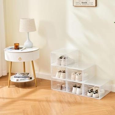 Imagem de SEEZENGREEN Caixa de sapato transparente magnética com 6 peças, organizador empilhável que economiza espaço para quarto/banheiro/armário/entrada