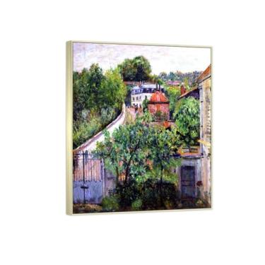 Imagem de BMZFYBS Famosa imagem de paisagem de arte de parede - impressões em tela - árvore da casa 2 - pintura de moldura prata para sala de estar banheiro decoração de casa 30 x 35 cm 12 x 13 polegadas
