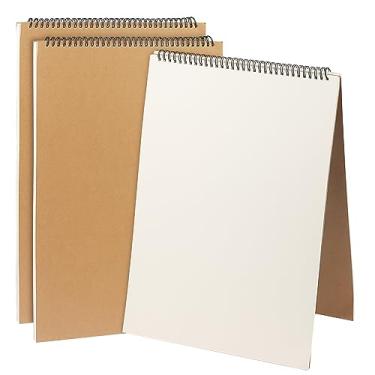 Imagem de MUKCHAP Pacote com 3 cadernos de esboços A3, 41 x 29 cm, bloco de desenho espiral superior, 30 folhas/60 páginas, bloco de desenho de artista A3 para escrita de pintura