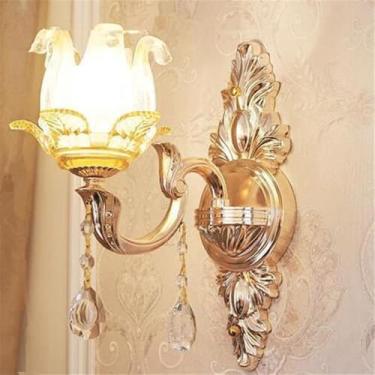 Imagem de Luminária de parede contemporânea de cristal para interiores, estilo europeu, luxuosa, com LED, para decoração de sala de estar, quarto, escritório, quarto modelo, hotel, casa de campo, corr