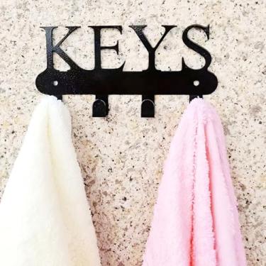 Imagem de Porta-chaves para ganchos de parede, organizador de 10 ganchos, porta-chaves montado na parede com parafusos e âncoras, decoração de metal para parede de casa doce para entrada, porta da frente