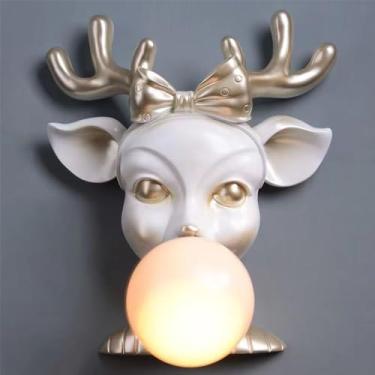 Imagem de Luminária de parede moderna em formato de veado, estilo criativo e elegante, para sala de estar, quarto, escritório, casa de campo, hotel, quarto infantil, corredor, com iluminação LED decor