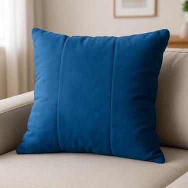 Imagem de Almofada Decorativa Com Fecho de Correr Oculto. Adequada Para SofáS, Camas, Poltronas Ou Ambientes de EscritóRio. dê Um Toque de Calor e Personalidade à Sua Casa!(Suede Azul,Kit 2 Almofadas)