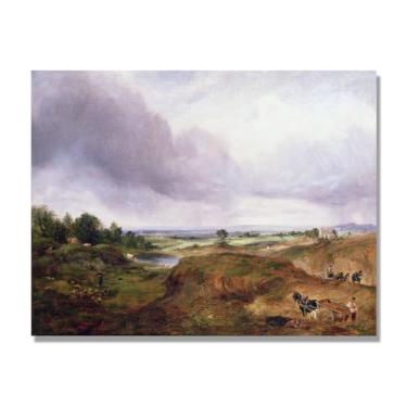 Imagem de NHLDZYH Impressão em tela estilo John Constable, (paisagem 27), painel de tela de paisagem romântica, decoração de parede com tema de natureza para quarto ou escritório. Apenas tela de 80 x 105 cm