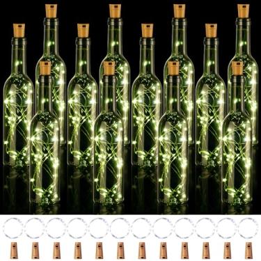 Imagem de Rtteri 24 peças de luzes de garrafa de vinho com cortiça, 12 garrafas de vinho vazias e 12 peças de 3 metros 30 luzes de cortiça à prova d'água operadas por bateria para decorações de festa de