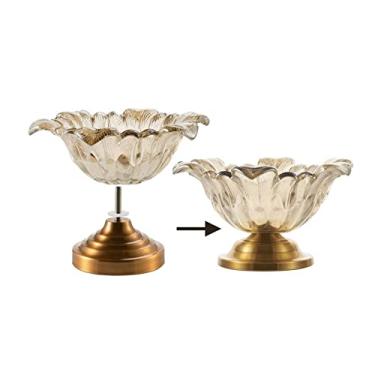 Imagem de BSNANCA Bandeja de frutas, tigela de frutas de vidro, tigela central de mesa, suporte decorativo de exibição de doces, vaso de prato decoração de sala de jantar de casamento, bandeja de metal