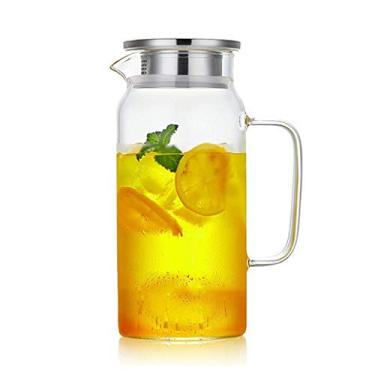 Imagem de Jarros de água fria, jarro de vidro resistente ao calor, jarro multiuso com tampa, filtro de grande capacidade, jarro de chá, jarro transparente 1300 ml, 1700 ml (cor: tamanho transparente: 10 * 26