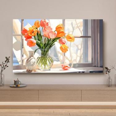 Imagem de Capa de TV universal, protetor de tela de TV, capa de poeira para decoração de sala de estar para televisões, prevenção estática, resistente ao desbotamento, design de ajuste universal - Tipo 09||90